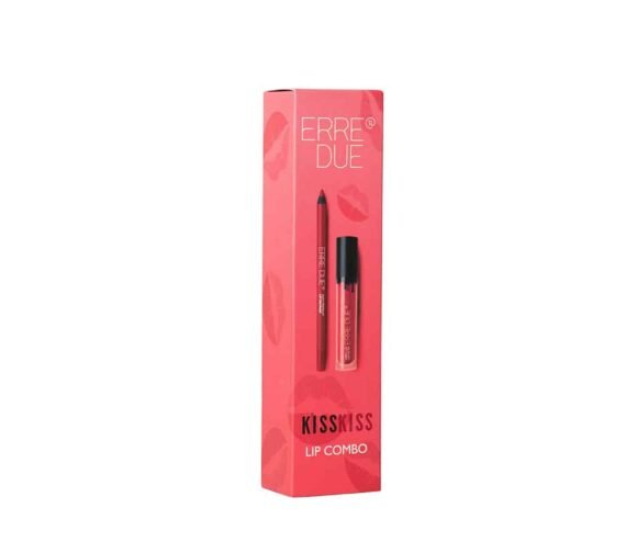 ERRE DUE KISS KISS LIP COMBO Vinyl Lip Lacquer 313 & Silky Premium Lip Definer 526 lūpų makiažo priemonių rinkinys