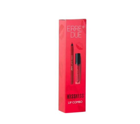ERRE DUE KISS KISS LIP COMBO Vinyl Lip Lacquer 316 & Silky Premium Lip Definer 525 lūpų makiažo priemonių rinkinys