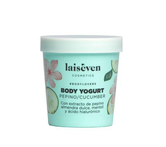 LAISEVEN BODY YOGURT CUCUMBER drėkinamasis kūno kremas su agurkų ekstraktu, 300 ml
