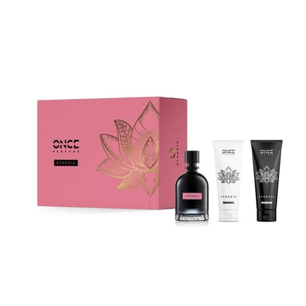 ONCE ETHERIA EDP kvepalų rinkinys moterims, 100ml + ONCE dušo gelis 100ml + ONCE kūno pienelis 100ml