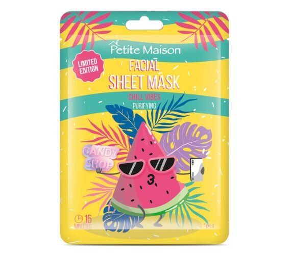 PETITE MAISON PURIFYING CHILL VIBES FACIAL SHEET MASK valomoji lakštinė veido kaukė, 20 ml