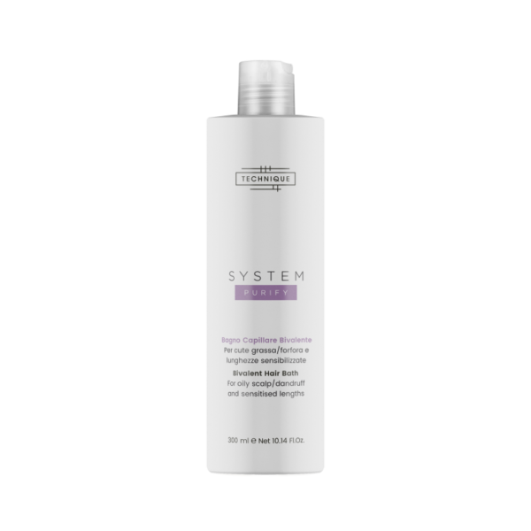 TECHNIQUE SYSTEM PURIFY BIVALENT HAIR BATH šampūnas nuo pleiskanų riebiai galvos odai, 300 ml