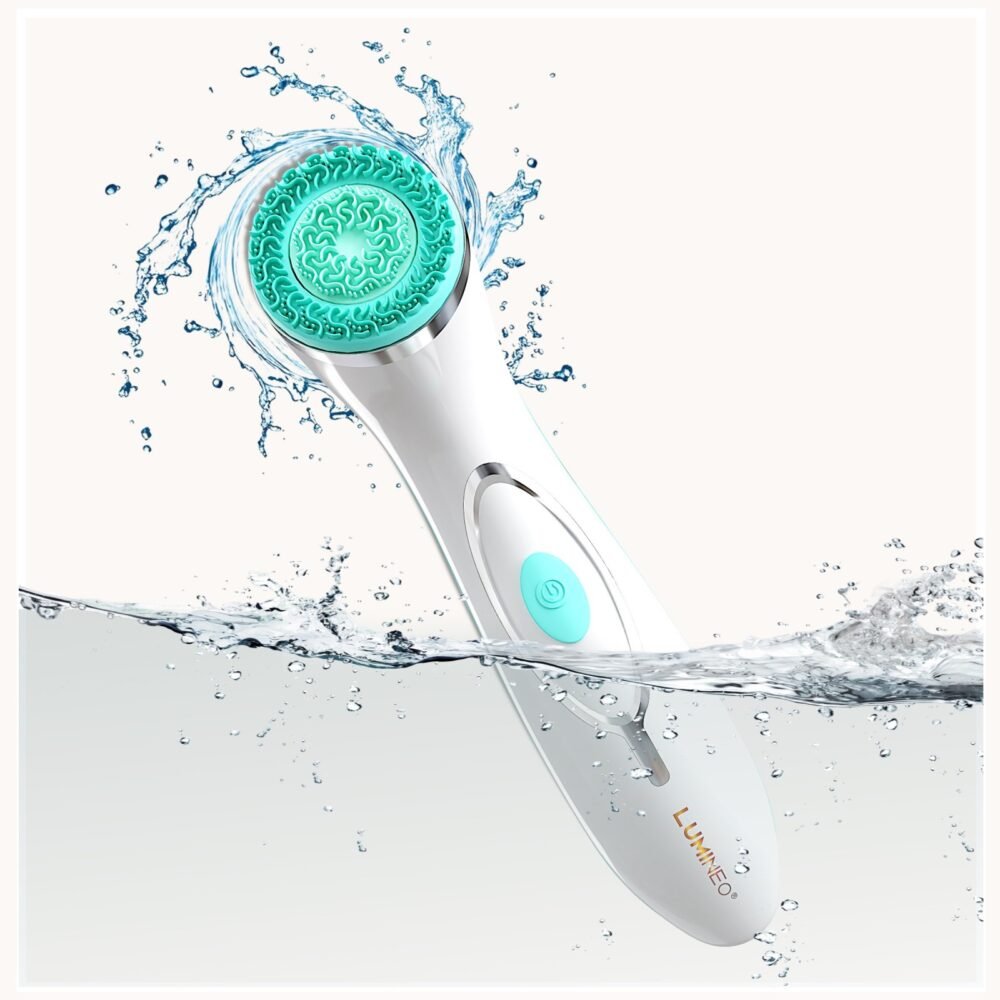 LUMINEO PRO turkio spalvos veido šepetėlis su 4 antgaliais + gelis probleminei odai8