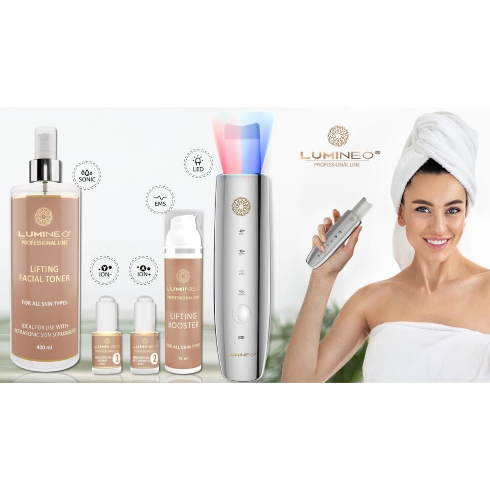 LUMINEO kavitacinis pilingas 5in1 – MEGA rinkinys (tonikas, 2 serumai, kremas)1