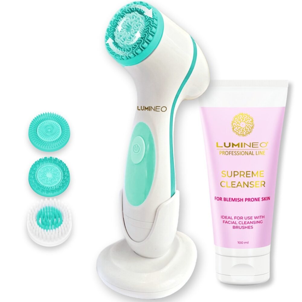 LUMINEO veido valymo šepetėlis + gelis aknės ir probleminės odos priežiūrai