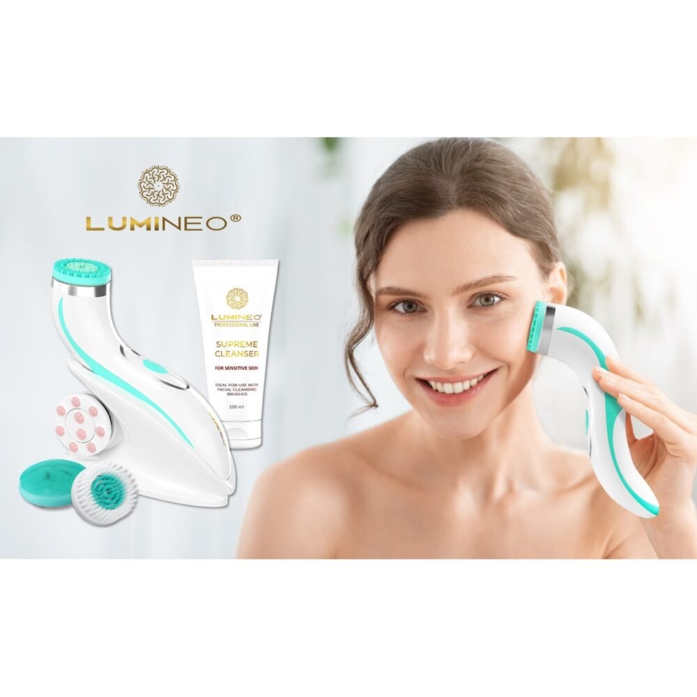 Lumineo Brush PRO turkio spalvos su 4 antgaliais + gelis jautriai odai1