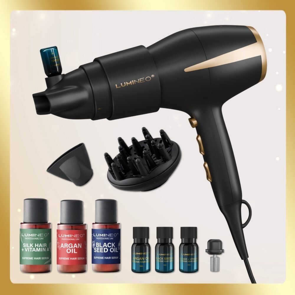Lumineo SILKEN FLOW plaukų džiovintuvas su serumo rinkiniu6