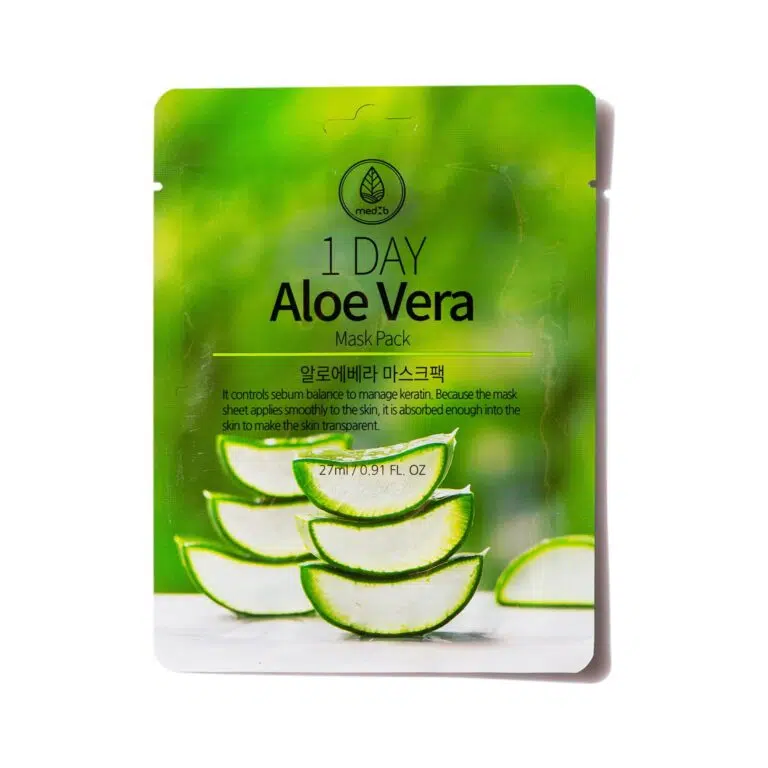 MEDB 1 DAY ALOE VERA lakštinė veido kaukė su alaviju, 27g