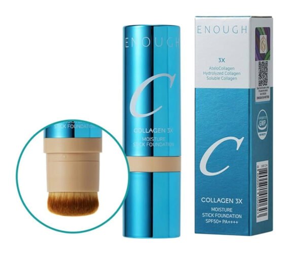 ENOUGH Collagen 3X drėkinanti makiažo pagrindo lazdelė su šepetėliu SPF5 №21N 14 g