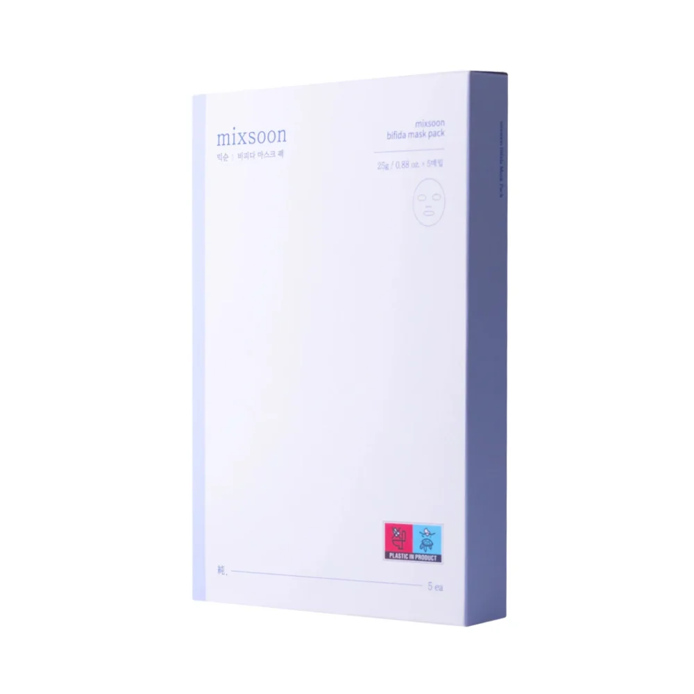 MIXSOON Bifida Mask Pack drėkinamoji lakštinė veido kaukė su fermentais, 5vnt.