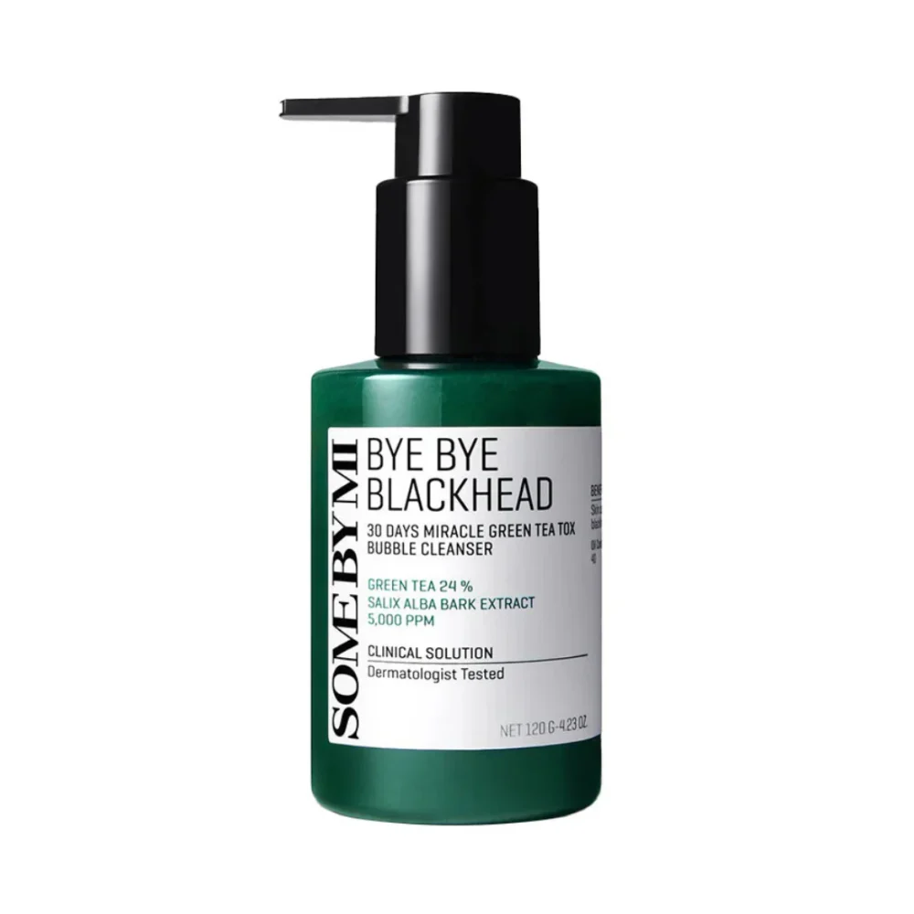 SOME BY MI Bye Bye Blackhead Miracle Green Tea Tox Bubble prausiklis nuo inkštirų su BHA, 120 g