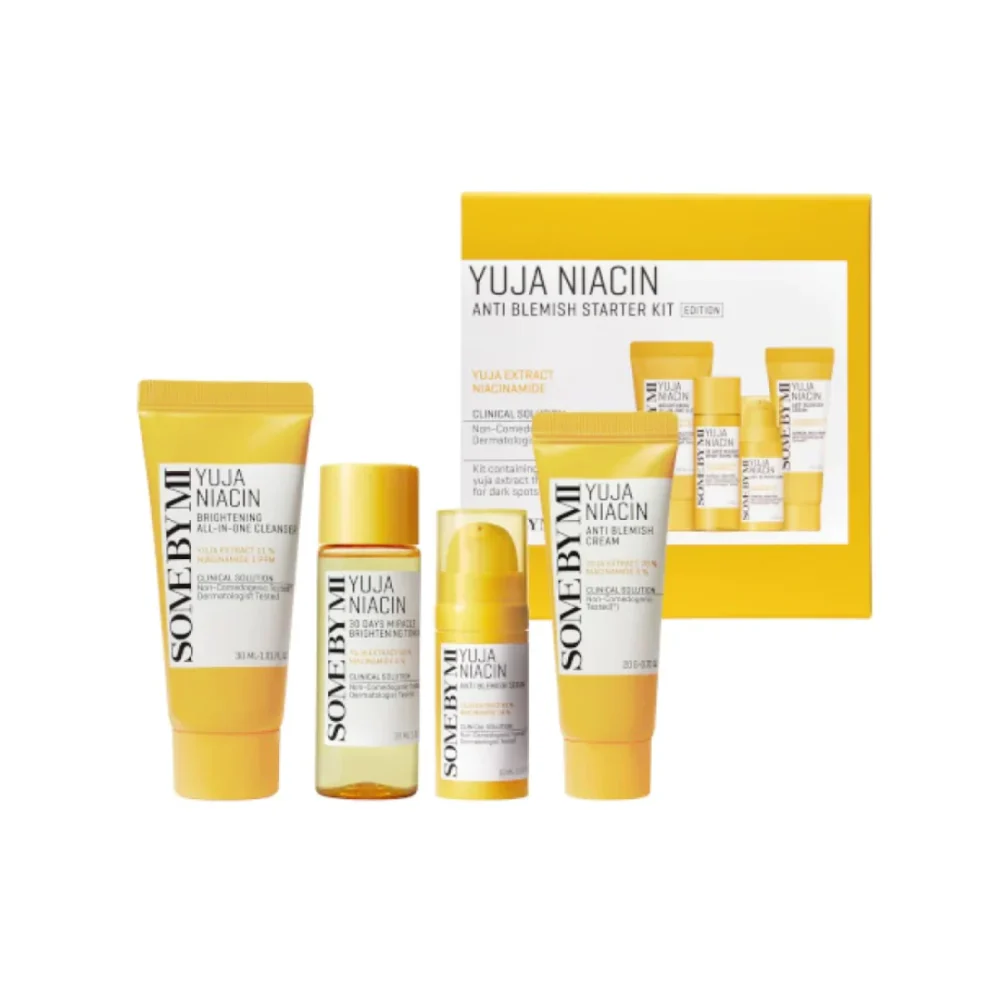 SOME BY MI Yuja Niacin Brightening Starter Kit skaistinantis veido priežiūros rinkinys, 4 vnt.