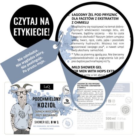 LaQ Dušo gelis 8in1 PODCHMIELONY KOZIOŁ – Įkaušęs ožys, nuotaiką kelia, 500ml1
