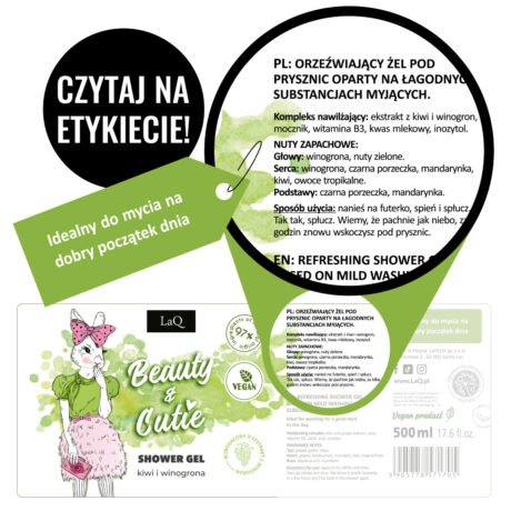 LaQ Dušo gelis KIWI AND GRAPES – Gaivi kaip rytas, saldi kaip nuodėmė, 500ml1