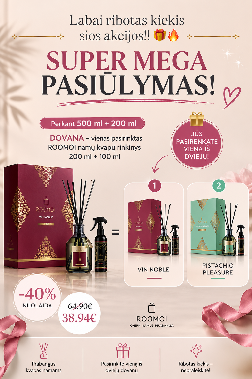 ROOMOI VIN NOBLE namų kvapų rinkinys