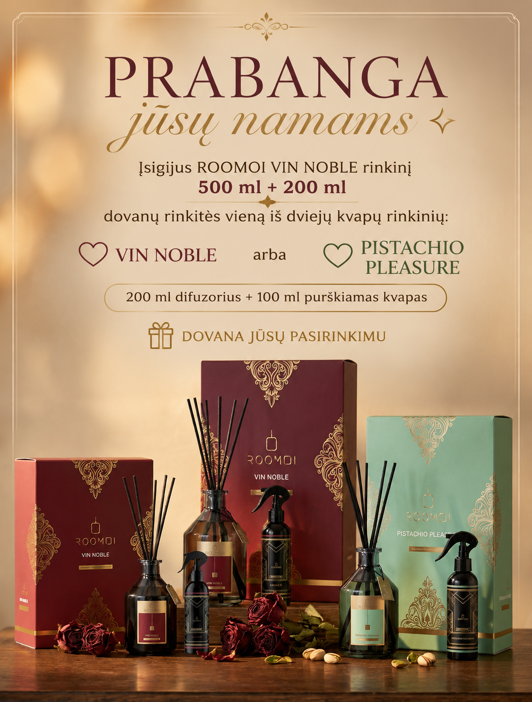 ROOMOI VIN NOBLE namų kvapų rinkinys