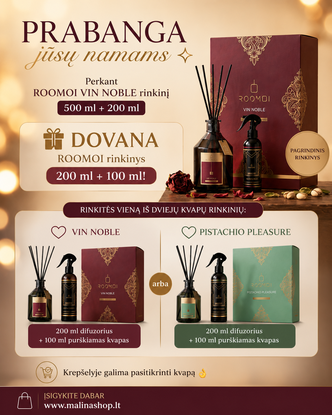 ROOMOI VIN NOBLE namų kvapų rinkinys