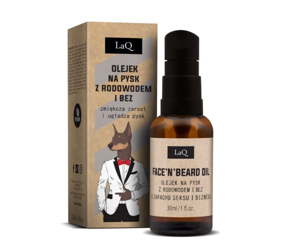 LaQ Barzdos ir veido aliejus SEX AND BUSINESS – Minkština, ramina, kontroliuoja, 30ml