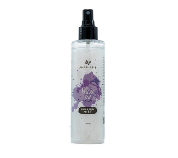 kūno ir plaukų dulksna su blizgučiais HAIR & BODY MIST BLISS ME, 200 ml – ANAPLASIS