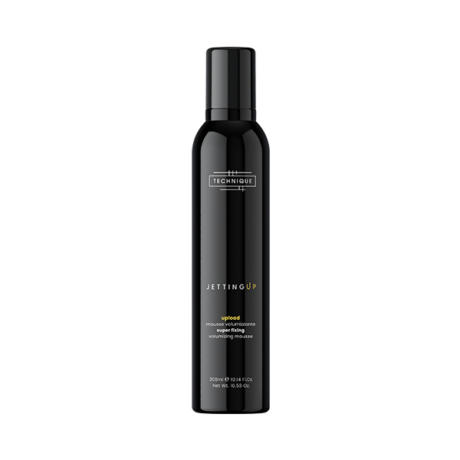 stiprios fiksacijos apimties suteikiančios plaukų putos JETTING UP UPLOAD SUPER FIXING MOUSSE, 300 ml – TECHNIQUE