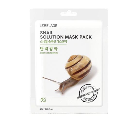 LEBELAGE SNAIL SOLUTION MASK PACK lakštinė veido kaukė, 25 g