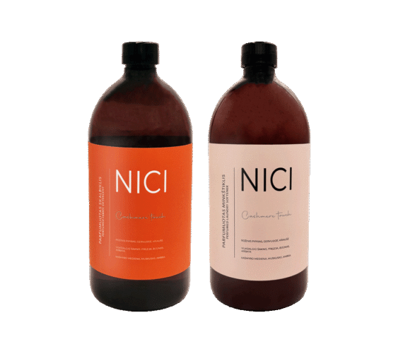 NICI parfumuoto skalbiklio ir minkštiklio rinkinys CASHMERE TOUCH, 1000 ml + 1000 ml