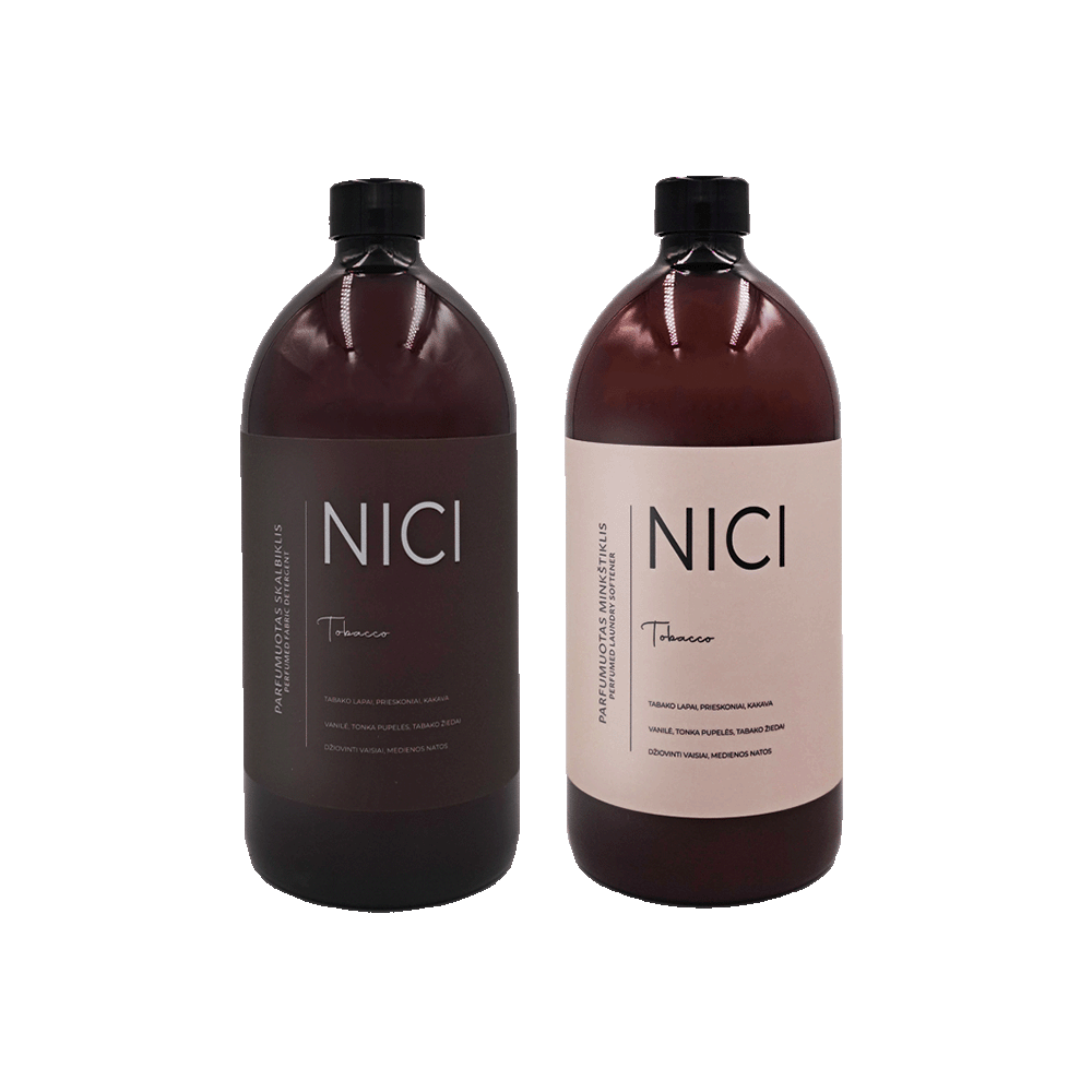 NICI parfumuoto skalbiklio ir minkštiklio rinkinys TOBACCO, 1000 ml + 1000 ml