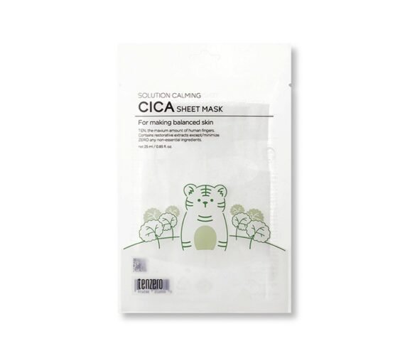 TENZERO raminanti lakštinė veido kaukė SOLUTION CALMING CICA SHEET MASK, 25 ml