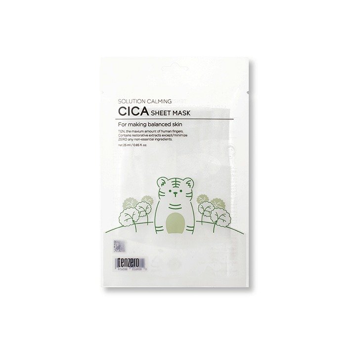 TENZERO raminanti lakštinė veido kaukė SOLUTION CALMING CICA SHEET MASK, 25 ml