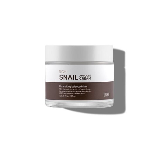 TENZERO maitinantis veido kremas su sraigių mucinu RICH SNAIL AMPOULE CREAM 2X, 70 g