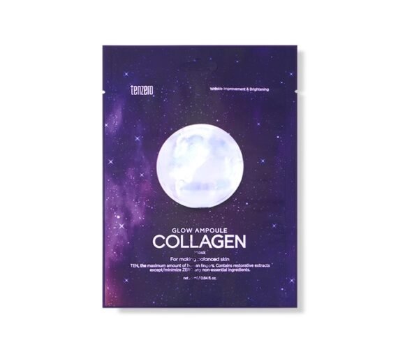 TENZERO stangrinanti lakštinė veido kaukė GLOW AMPOULE COLLAGEN MASK, 25 ml