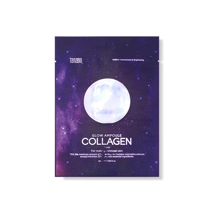 TENZERO stangrinanti lakštinė veido kaukė GLOW AMPOULE COLLAGEN MASK, 25 ml