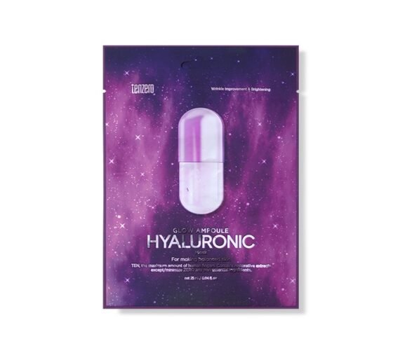 TENZERO drėkinanti lakštinė veido kaukė GLOW AMPOULE HYALURONIC MASK, 25 ml