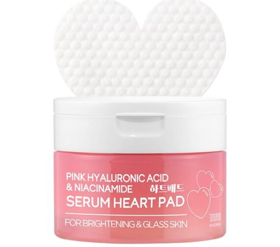 TENZERO drėkinamieji širdelės formos veido padeliai PINK HYALURONIC ACID NIACINAMIDE SERUM HEART PAD, 150 g (50 vnt)