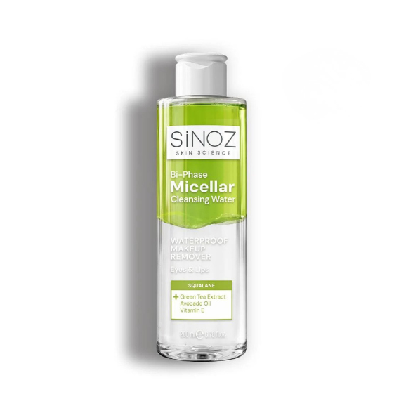 SINOZ BI-PHASE MICELLAR CLEANSING WATER dvifazis micelinis makiažo valiklis, 200 ml