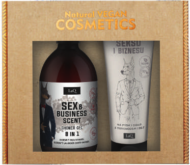 LaQ SEX & BUSINESS dovanų rinkinys: dušo gelis 500 ml + kūno balzamas 200 ml