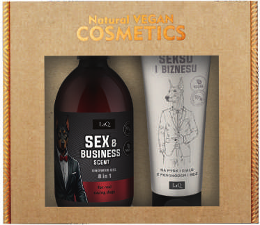 LaQ SEX & BUSINESS dovanų rinkinys: dušo gelis 500 ml + kūno balzamas 200 ml