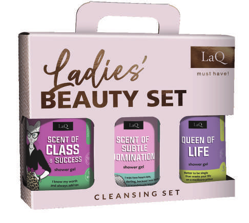 LaQ CLEANSING SET FOR HER dovanų rinkinys: MAGNOLIA + PEONY + FORGET-ME-NOT, 3 x 500 ml