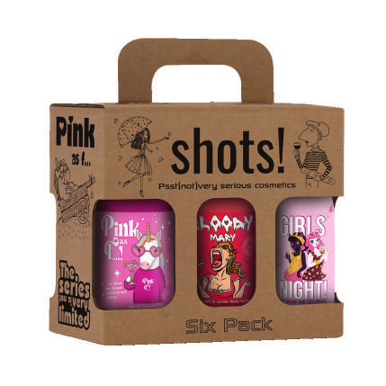 LaQ SHOTS! dovanų rinkinys: PINK AS F*** + BLOODY MARY + GIRLS' NIGHT + ROYAL WELCOME + DRIFT DYNAMITE + DIY GUY, 6 x 100 ml