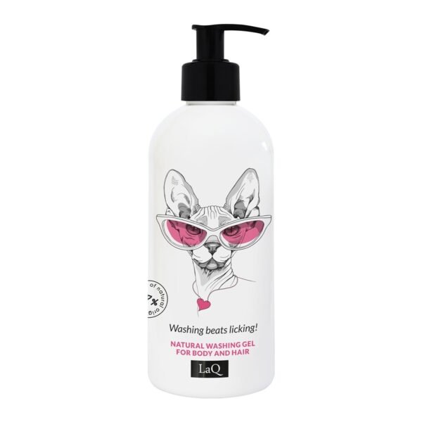 LaQ 2in1 Dušo gelis ir šampūnas CAT – Murkia saldžiai, kvepia gardžiai, 300ml
