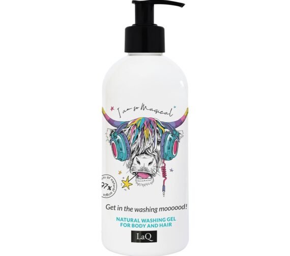 LaQ 2in1 Dušo gelis ir šampūnas COW – Mūū garsiai, kvepia saldžiai, 300ml