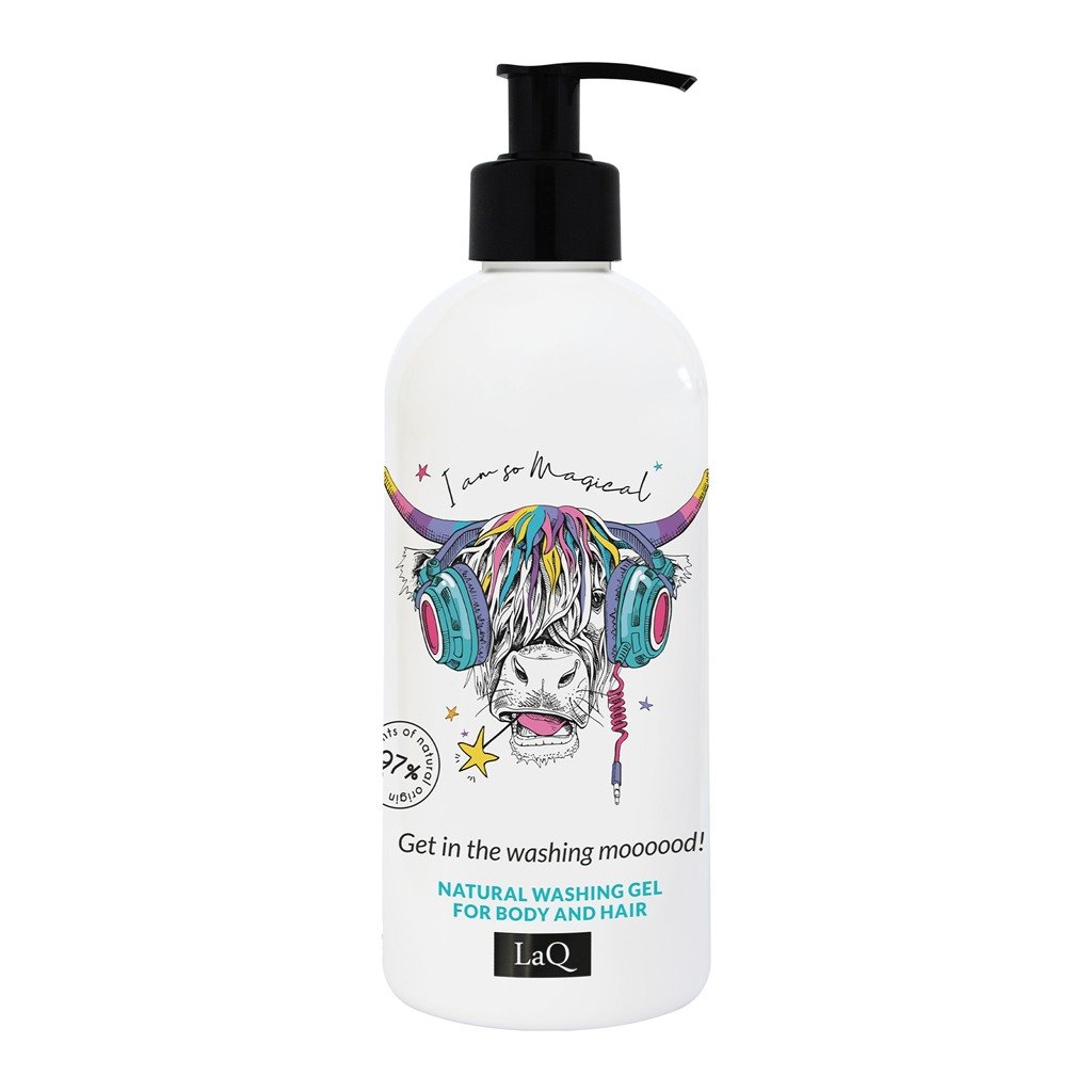 LaQ 2in1 Dušo gelis ir šampūnas COW – Mūū garsiai, kvepia saldžiai, 300ml