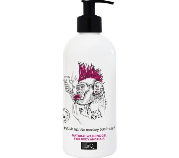 LaQ 2in1 Dušo gelis ir šampūnas MONKEY – Šoka linksmai, kvepia smagiai, 300ml