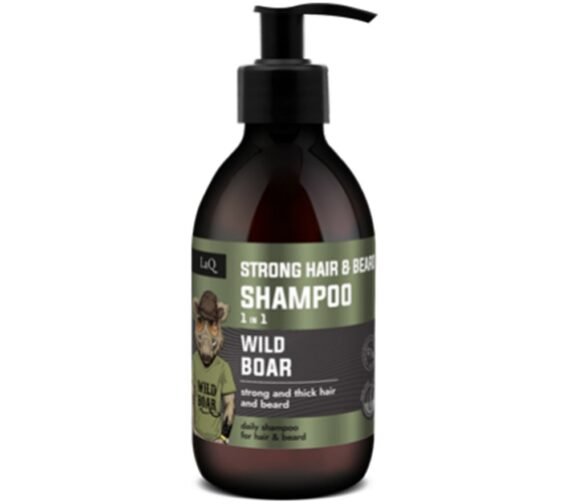 LaQ WILD BOAR stiprinamasis šampūnas plaukams ir barzdai 1in1, 300 ml