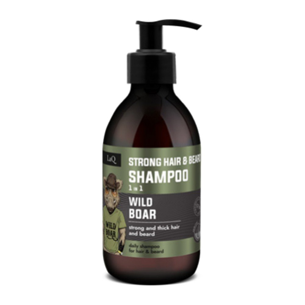 LaQ WILD BOAR stiprinamasis šampūnas plaukams ir barzdai 1in1, 300 ml