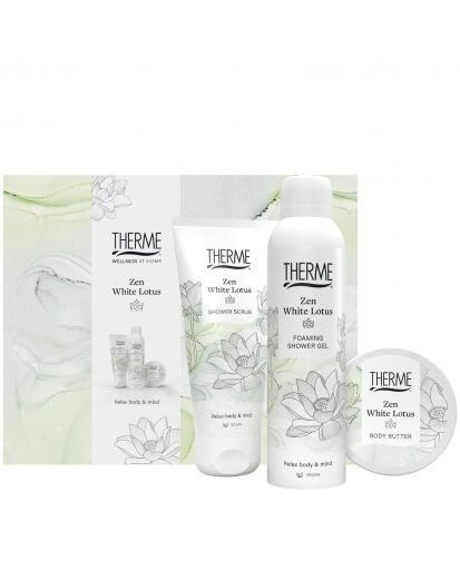 Therme zen white lotus atpalaiduojantis kūno priežiūros rinkinys