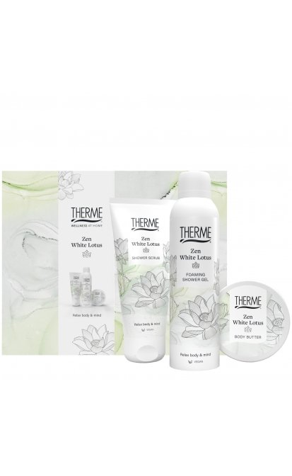 Therme zen white lotus atpalaiduojantis kūno priežiūros rinkinys