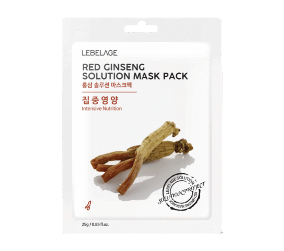 LEBELAGE RED GINSENG SOLUTION MASK PACK lakštinė kaukė su raudonuoju ženšeniu, 25 g