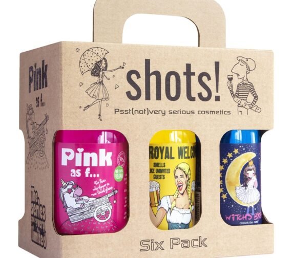 LaQ SHOTS! dovanų rinkinys 6 x 100 ml: Pink as f***, Royal Welcome, Witch's Brew, Drift Dynamite, Bloody Mary, DIY Guy