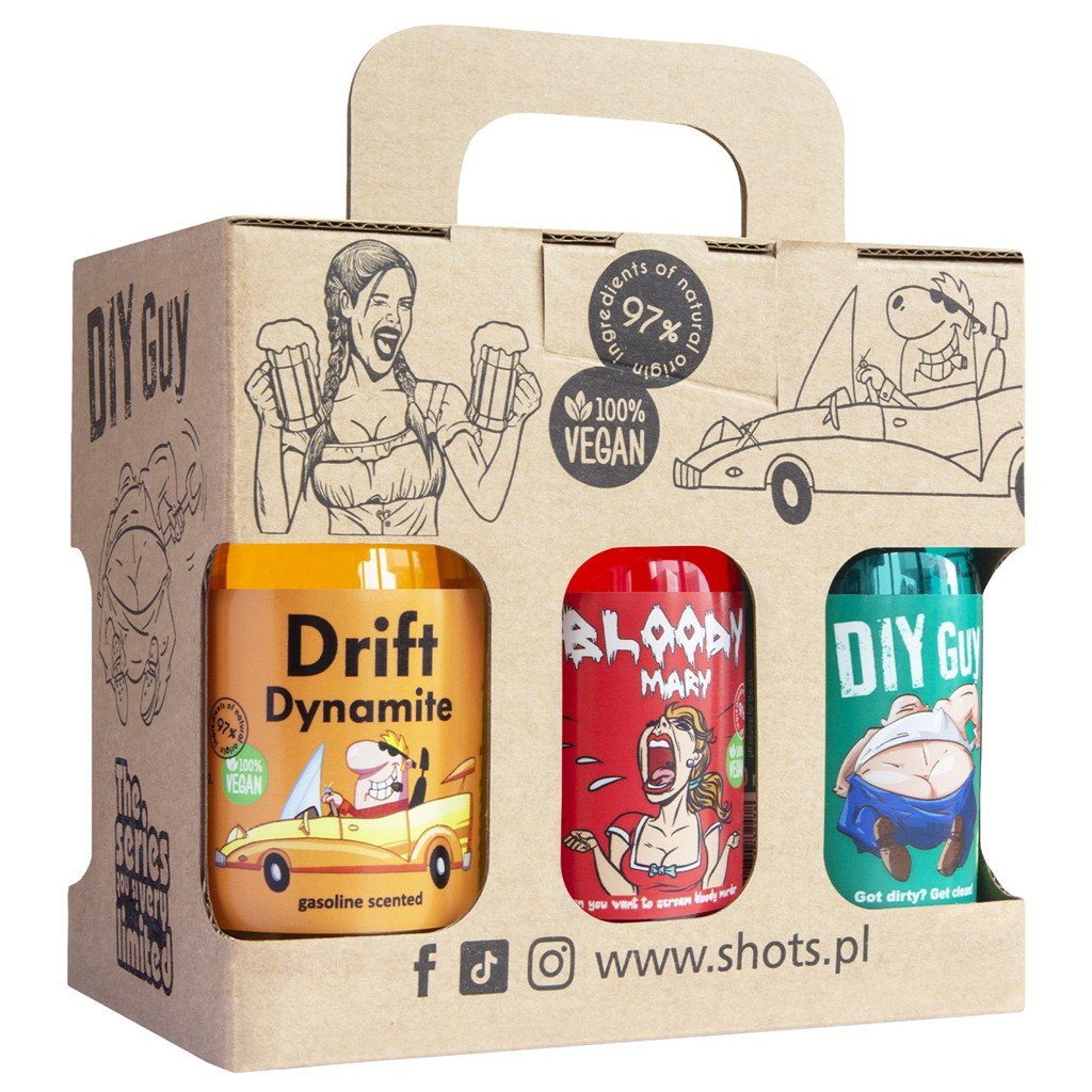 LaQ SHOTS! dovanų rinkinys 6 x 100 ml: Pink as f***, Royal Welcome, Witch's Brew, Drift Dynamite, Bloody Mary, DIY Guy